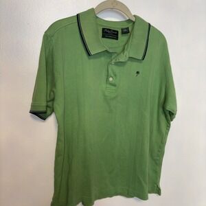 Mens Shirt-PALM BEACH-GOLF-Green stretch cotton"performance" polo short sleeve-M